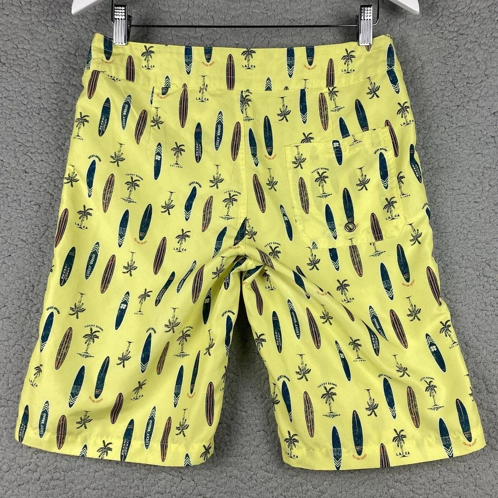 Lucky Brand Boardshorts Boys Sz 18 XL Yellow Surfwear‎ Surfboards Swim Trunks